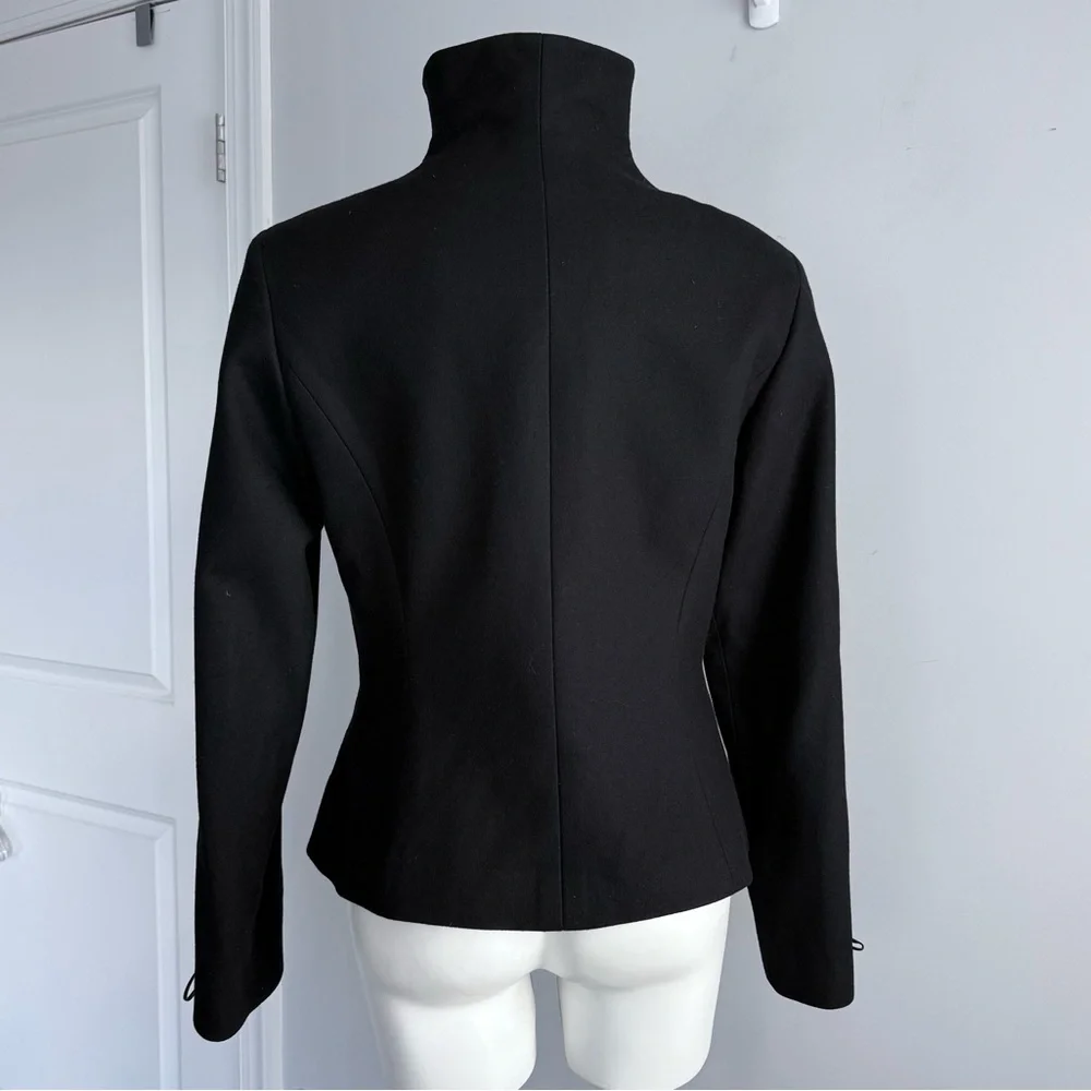 TOMASO Stefanelli Black Wool Cashmere Peacoat Lace-Up Sleeve Designer Jacket M - Picture 4 of 16